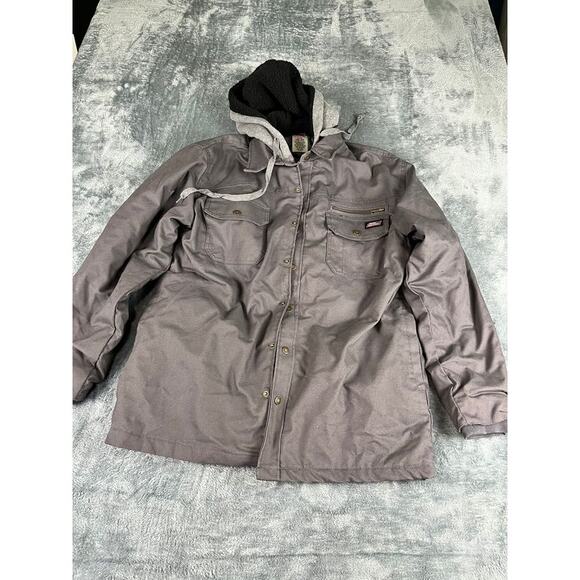 Dickies Sherpa Lined Hooded Work Jacket Gray Size Large L 42-44 Excellent - Picture 1 of 12
